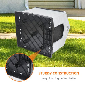 Segawe Cozy Pet Dog House Waterproof Dog House for Small to Medium Size Outdoor Grey