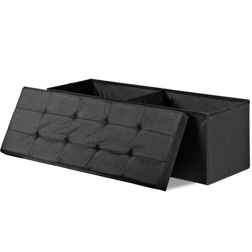 Segawe 43Inch Folding Ottoman Storage Bench Chest Footrest Long Box w/Padded Seat Black