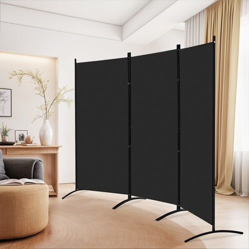 Segawe 3 Panel Room Divider 6 FT Tall Folding Privacy Screens Partition Separator Black