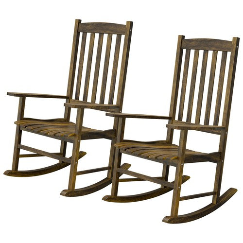 Segawe 2PCS Natural Patio Rocking Chair Poly Porch with Slat Backrest Smooth Armrests