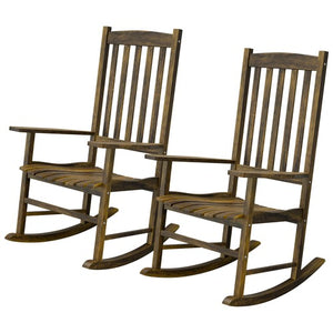 Segawe 2PCS Natural Patio Rocking Chair Poly Porch with Slat Backrest Smooth Armrests