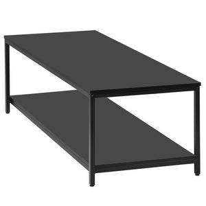 Segawe Black Coffee Table for Living Room Rectangle 2-Tier Coffee Tables with Storage