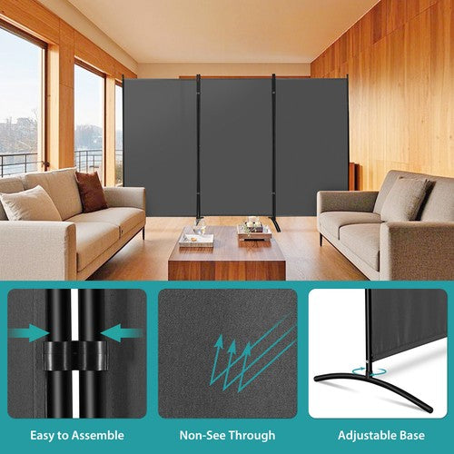 Segawe Partition Room Dividers 3 Panel Folding Privacy Screen 6Ft Portable Wall Divider