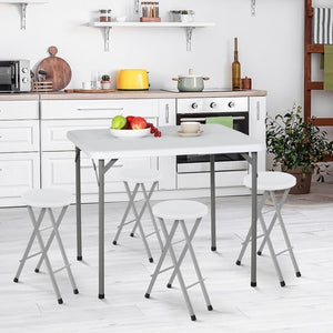 Segawe  34" Portable Plastic Dining Card Table  Fold-in-Half w/ Handle Outdoor Party