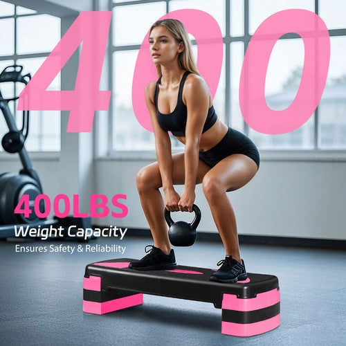 Segawe Height-Adjustable 4''-6''-8" Aerobics Platform Fitness Equipment Stepper Pink