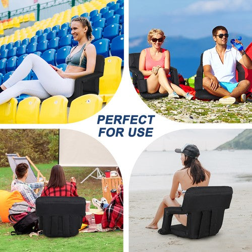 Segawe Wide Stadium Seats Chairs For Bleachers w/Back Cushion 5 Reclining Position