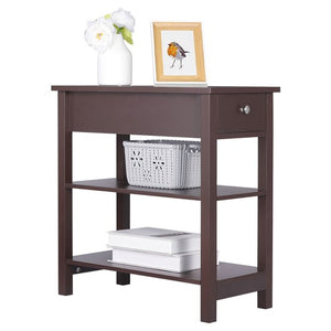Segawe 24'' Narrow Side Table Slim End Table with Drawer and Shelves for Small Space