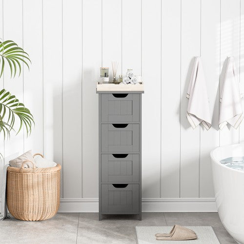 Segawe Bathroom Floor Cabinet with 4 Drawers Sturdy Storage Organizer Cabinet Gray