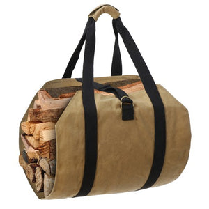 Segawe Firewood Log Carrier Bag Waxed Canvas Outdoor Log Tote Bags Camping with Strap