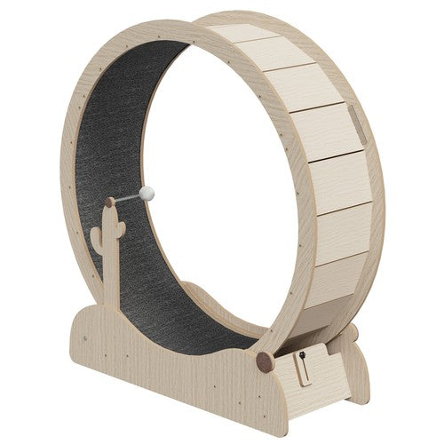 Segawe 43" Natural Wood Cat Wheel Exerciser for Indoor Cats Safety Cat Treadmill Large