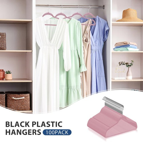 Segawe 100PCS Velvet Hangers Non-Slip Flocked Clothes Hangers w/ 360¡ã Swivel Hook Pink