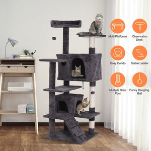 Segawe 55" STURDY Cat Tree Tower Activity Center Large Playing House Condo For Rest