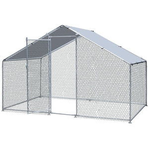 Segawe 10X 6.5ft Walk-in Metal Chicken Coop Poultry Cage Pet House w/ Chicken Run Cover