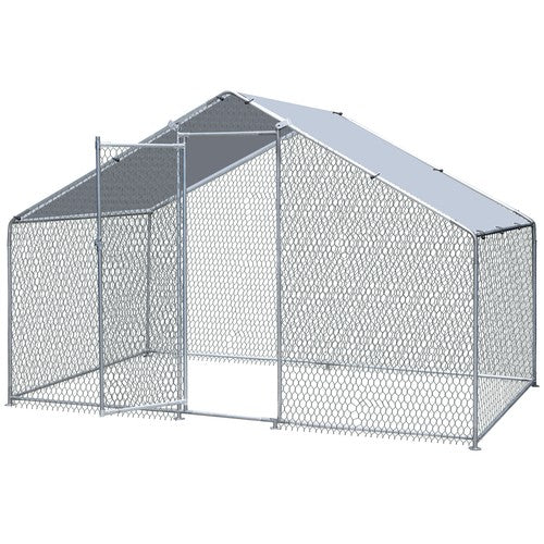 Segawe 10X 6.5ft Walk-in Metal Chicken Coop Poultry Cage Pet House w/ Chicken Run Cover