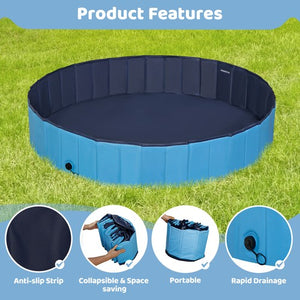 Segawe 63'' x 12'' Foldable Dog Pool Bathtub Collapsible Hard Plastic Pet Swimming Pool