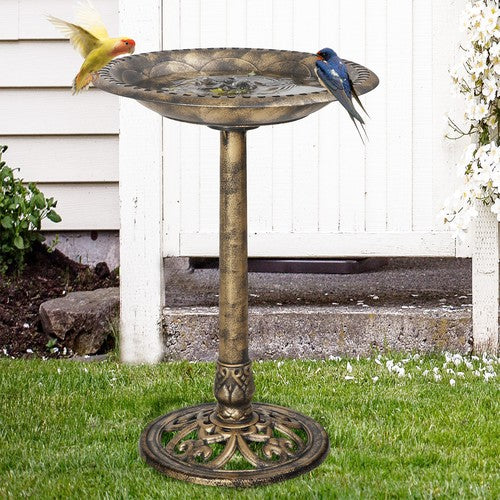 Segawe 28" Height Pedestal Bird Bath Outdoor Garden Decor Vintage Yard Birdbath Bronze