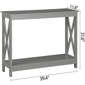 Segawe 2-Tier Narrow Console Table for Entryway Storage Shelf Modern Accent Sofa Grey