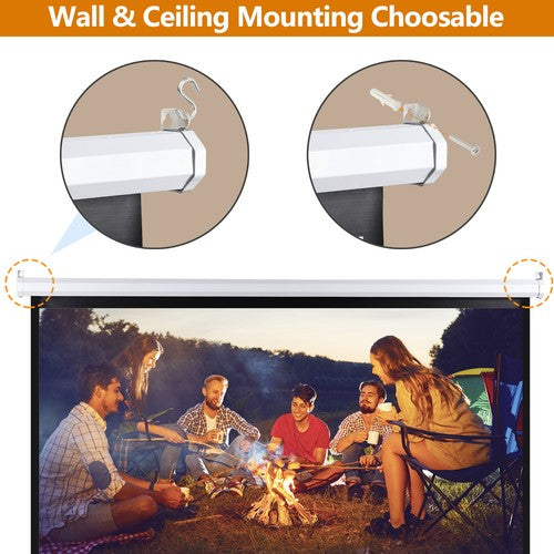 Segawe 72" Roll Down Pull Down Projection Projector Screen 4:3 HD Movie Theater Home