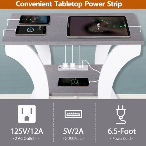 Segawe 2X 3 Tier End Table Small Bedside Table Nightstand for Bedroom Living Room Gray