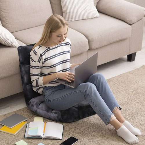 Segawe Folding Floor Chair w/Back Support Sofa Gaming Chair Adjustable Position Black
