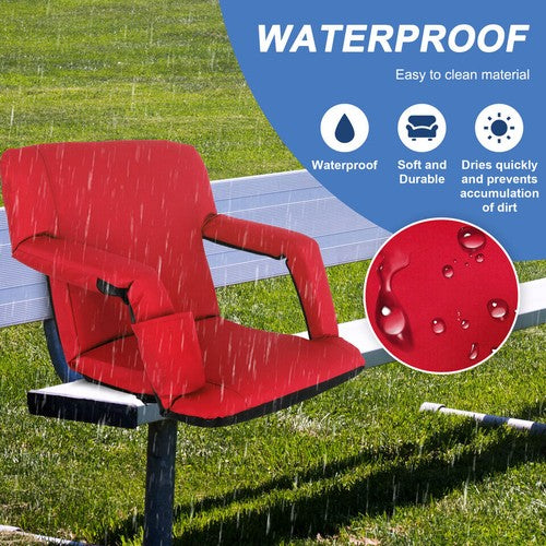 Segawe Stadium Seat Red Reclining Bleacher Chair Folding Perfect For Bleacher Lawn