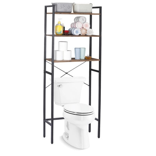 Segawe Over The Toilet Storage 3-Tier Industrial Over Toilet Bathroom Organizer Brown