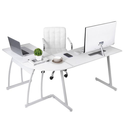 Segawe 58" Computer Gaming Laptop Table L Shaped Desk Workstation Office Desk White