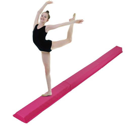 Segawe 9ft Pink Extra Firm Vinyl Balance Beam Folding Gymnastics Beam Tumbling Home