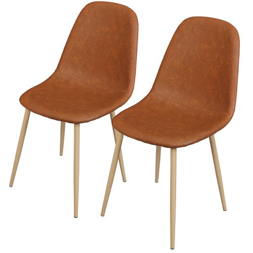 Segawe 2PCS Dining Chairs PU Leather Seat Back Metal Legs for Kitchen Dinning Room