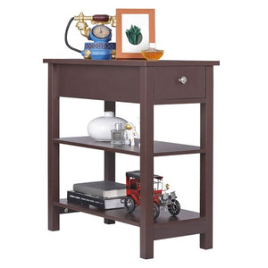 Segawe 24'' Narrow Side Table Slim End Table with Drawer and Shelves for Small Space