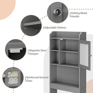 Segawe Over The Toilet Bath Storage Shelf Cabinet Bathroom w/Adjustable Shelves Gray