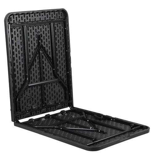 Segawe 6FT Plastic Folding Table Portable Fold-in-Half Picnic Table with Handle Black