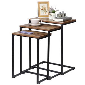 Segawe Modern Nesting Coffee Table Set of 3 C Table for Living Room Sofa Metal Legs