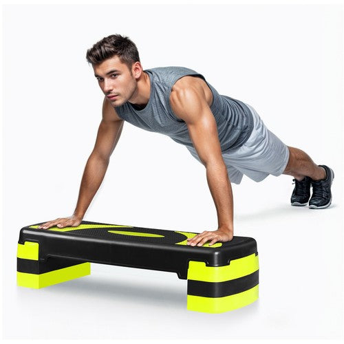 Segawe  31'' Fitness Aerobic Step Adjust 4"- 6 - 8" Exercise Stepper With Risers Yellow