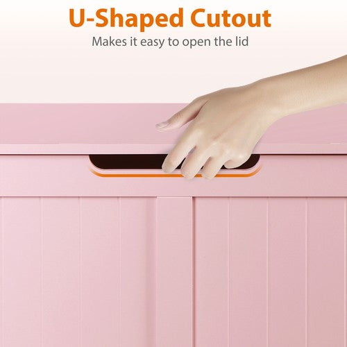 Segawe 39.4" Storage Chest Wooden Storage Bench Lift Top Toy Box w/2 Safety Hinges Pink