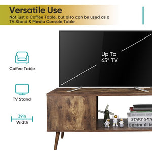 Segawe Durable Coffee Table End Storage Stand Living Room with Open Storage Shelf