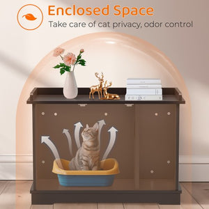 Segawe Cat Litter Box Enclosure Furniture Cat Washroom Hidden Litter Box Cabinet Coffee