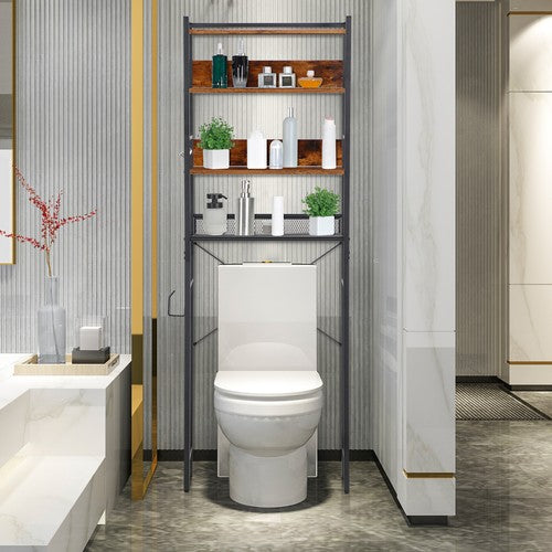 Segawe  4-Tier Over The Toilet Storage Versatile Bathroom Organizer Rack Brown