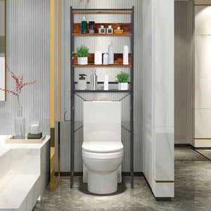 Segawe  4-Tier Over The Toilet Storage Versatile Bathroom Organizer Rack Brown