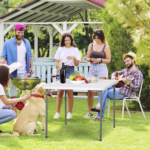 Segawe  34" Portable Plastic Dining Card Table  Fold-in-Half w/ Handle Outdoor Party