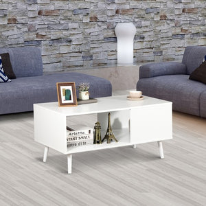 Segawe White Coffee Table Open Storage Shelf Center for Living Room Home Furniture