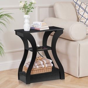 Segawe 2X Console Table Black Narrow Entryway Sofa Table for Living Room Office 3 Tier