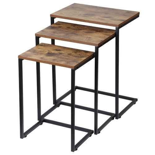 Segawe Modern Nesting Coffee Table Set of 3 C Table for Living Room Sofa Metal Legs