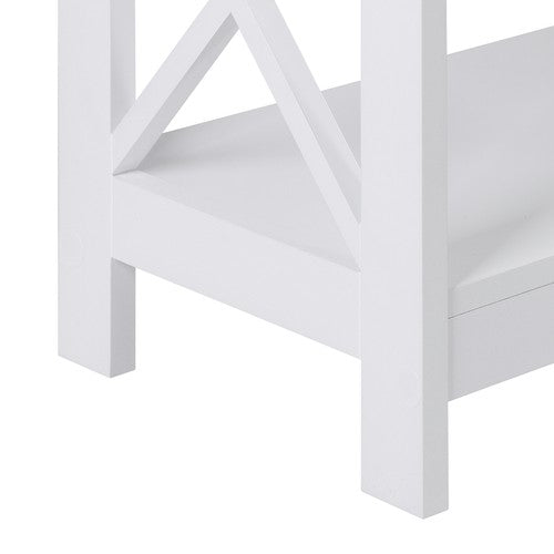 Segawe 3 Tier X Shaped Entryway Console Table with Storage Drawer Multipurpose White