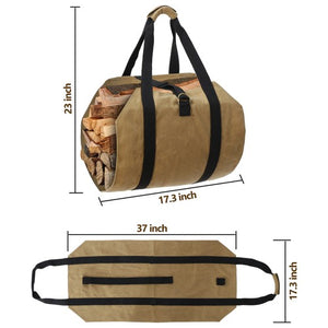 Segawe Firewood Log Carrier Bag Waxed Canvas Outdoor Log Tote Bags Camping with Strap