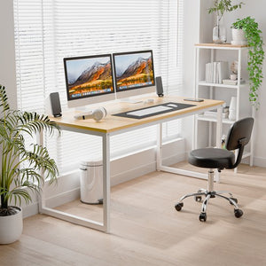 Segawe 55" Large Computer Desk Writing Desk Natural Study Office Desk Corner Table