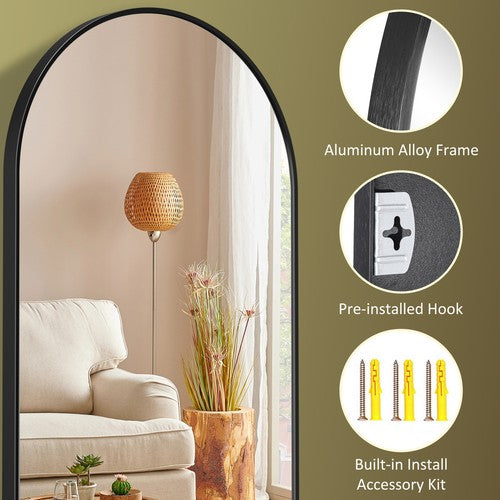 Segawe 24"x36" Arch Bathroom Mirror Wall Mounted Vanity Metal Frame Mirror for Bedroom
