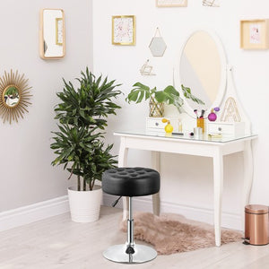 Segawe Adjustable Swivel Makeup Ottoman Stool Round Vanity Stool For Bedroom Black