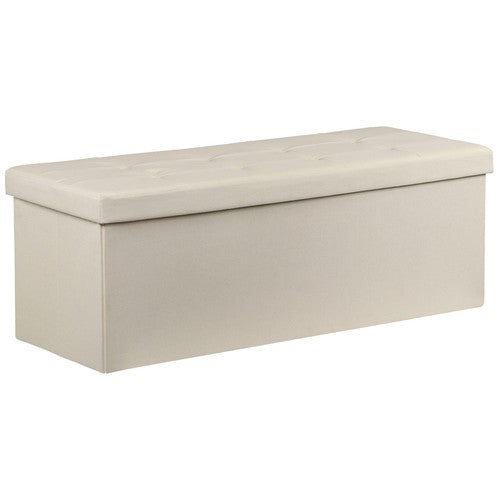 Segawe 43" Storage Bench Folding Footrest Stool Toy Chest for Living Room 18lbs Beige