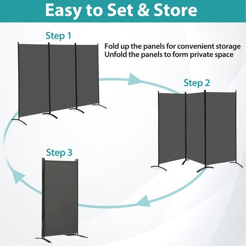 Segawe Partition Room Dividers 3 Panel Folding Privacy Screen 6Ft Portable Wall Divider